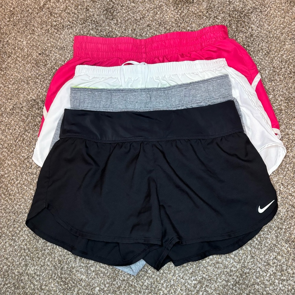 Lot of 4 Nike/Athletic Works Women's Athletic Shorts - Black, Gray, Pink, White